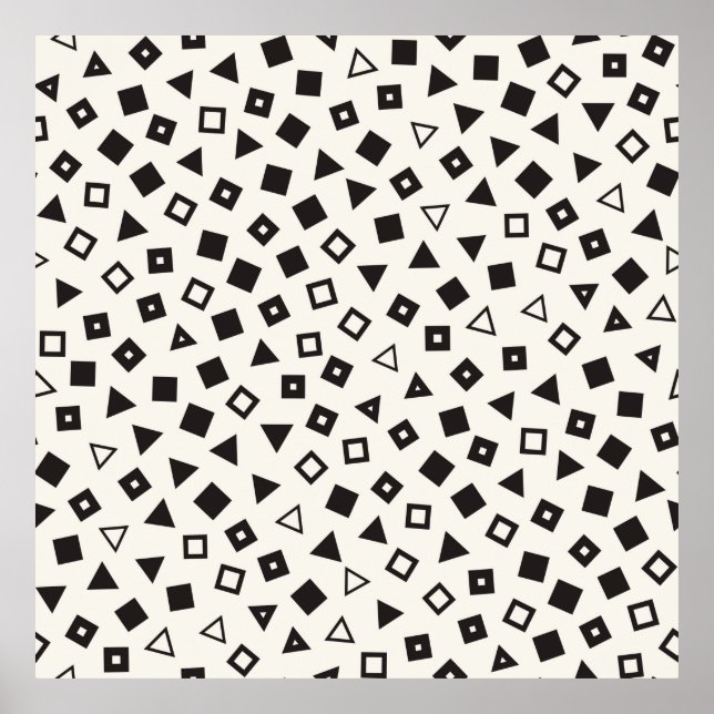 Seamless chaotic patterns. Randomly scattered geom Poster (Front)