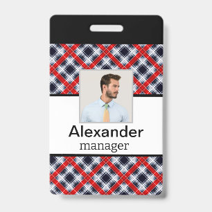 Seamless checkered plaid lined abstract pattern re ID badge