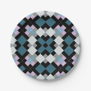 Seamless chequered abstract squares geometrical pr paper plate