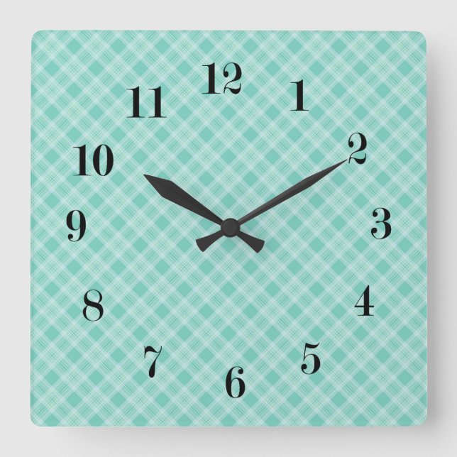 Seamless chequered pattern print square wall clock (Front)