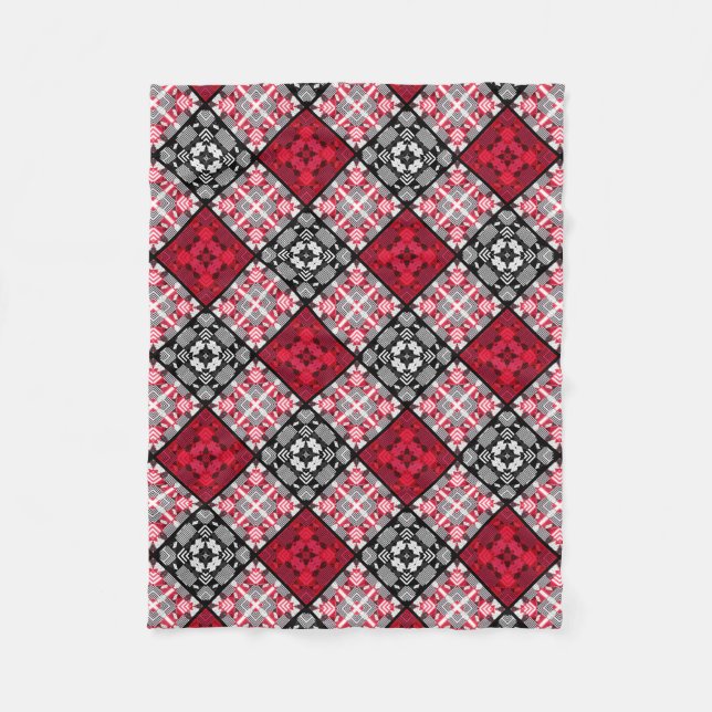 Seamless chequered plaid abstract squares geometri fleece blanket (Front)