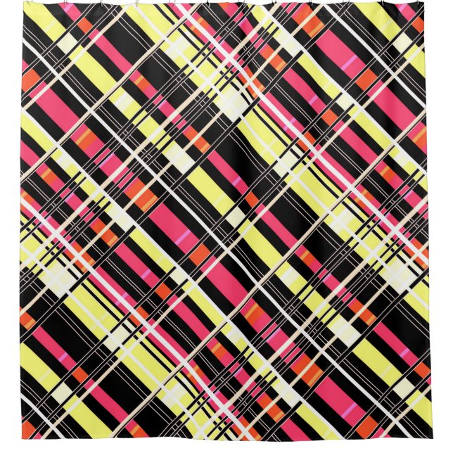 Seamless chequered plaid abstract squares geometri shower curtain (Front)