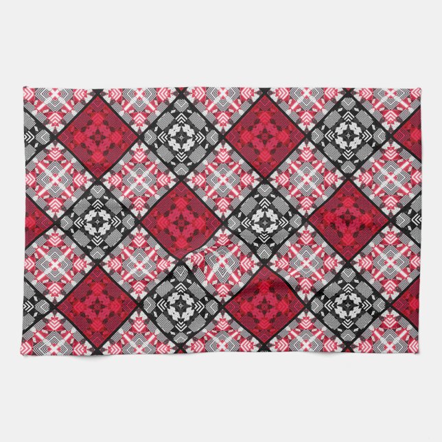 Seamless chequered plaid abstract squares geometri tea towel (Horizontal)