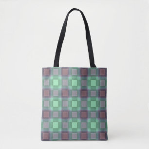 Seamless chequered plaid abstract squares geometri tote bag