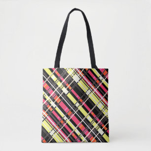 Seamless chequered plaid abstract squares geometri tote bag