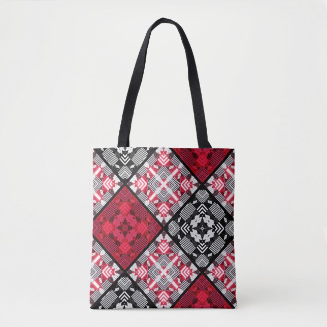 Seamless chequered plaid abstract squares geometri tote bag (Front)