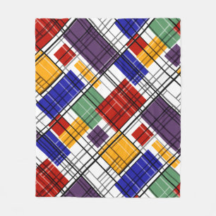 Seamless chequered plaid geometrical squares lined fleece blanket