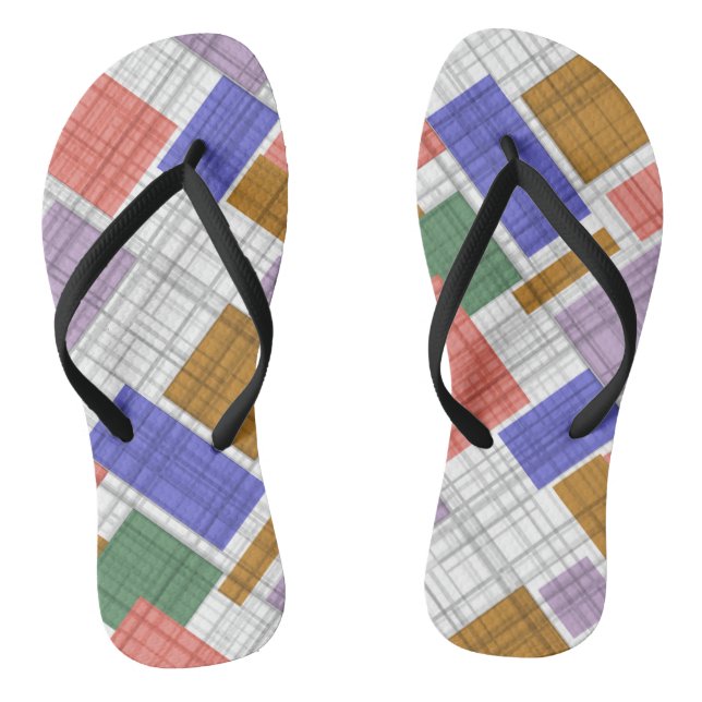 Seamless chequered plaid geometrical squares lined jandals (Footbed)