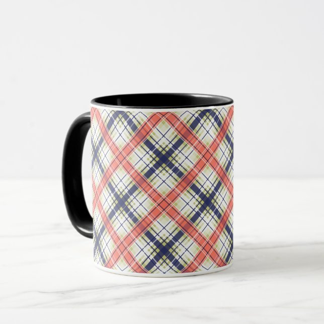 Seamless chequered plaid lined abstract pattern be mug (Front Left)