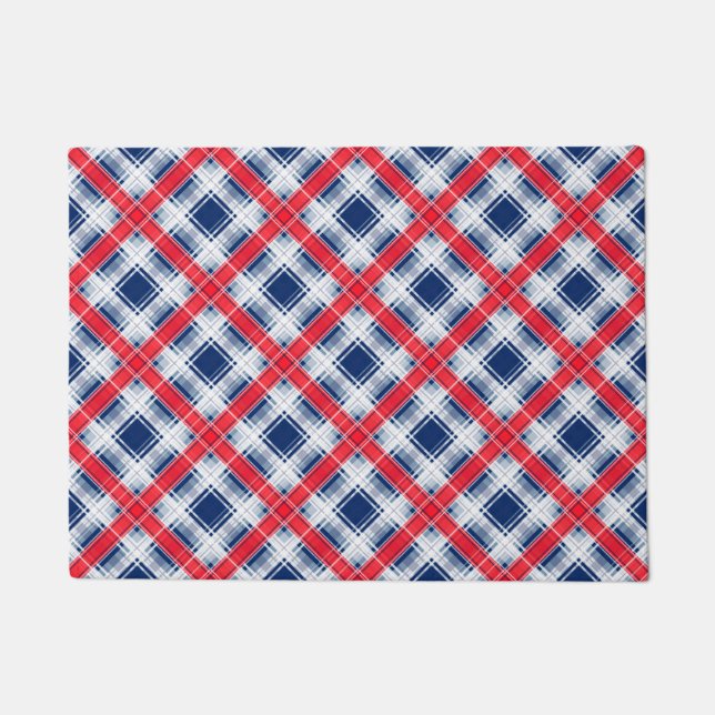 Seamless chequered plaid lined abstract pattern bl doormat (Front)