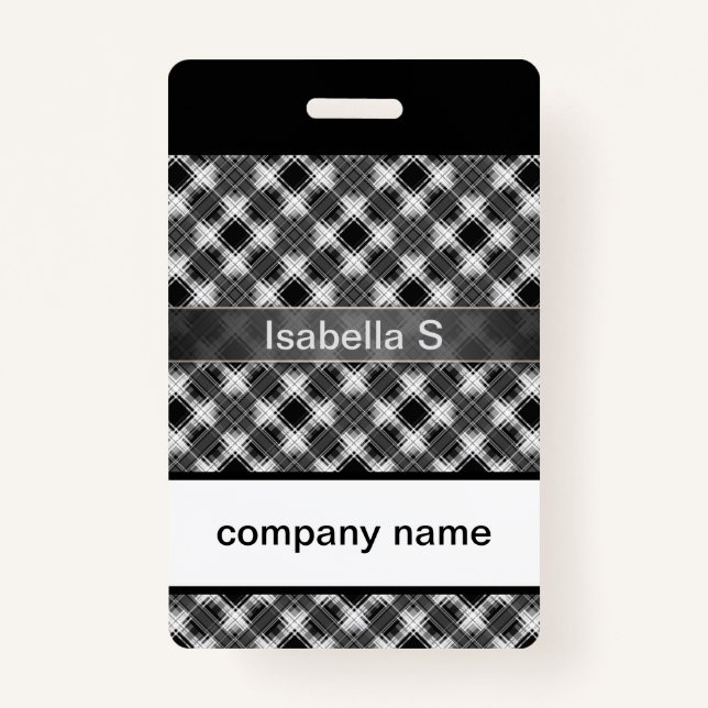 Seamless chequered plaid lined abstract pattern re ID badge (Front)