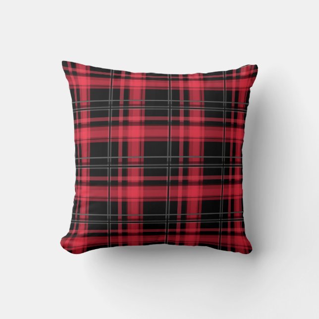Seamless chequered plaid tartan lined striped patt cushion (Front)