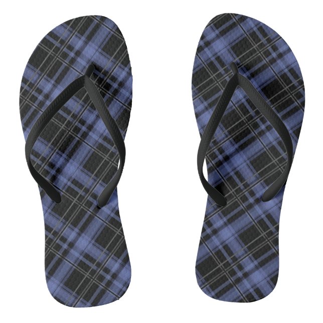Seamless chequered plaid tartan lined striped patt jandals (Footbed)