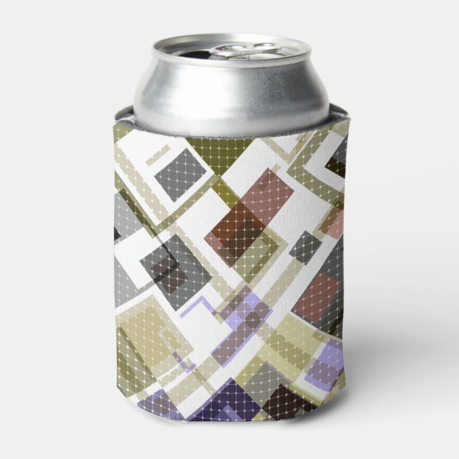 Seamless chequered plaid tartan pattern green brow can cooler (Can Front)