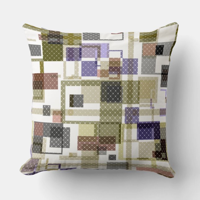 Seamless chequered plaid tartan pattern green brow cushion (Front)