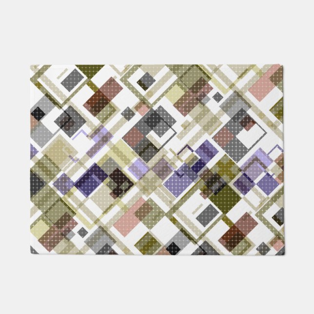 Seamless chequered plaid tartan pattern green brow doormat (Front)