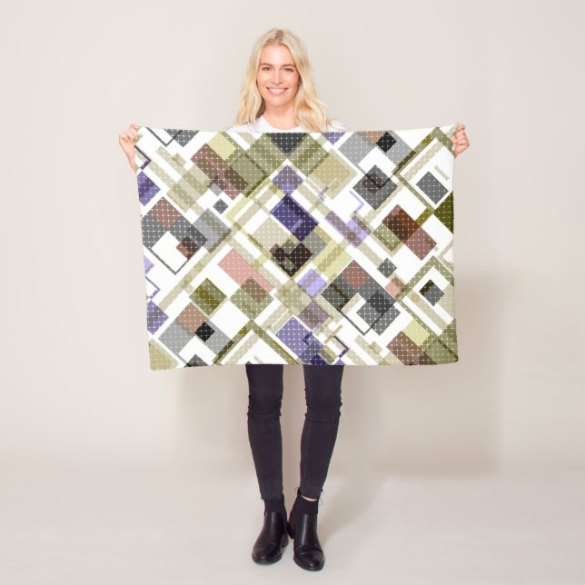 Seamless chequered plaid tartan pattern green brow fleece blanket (In Situ)