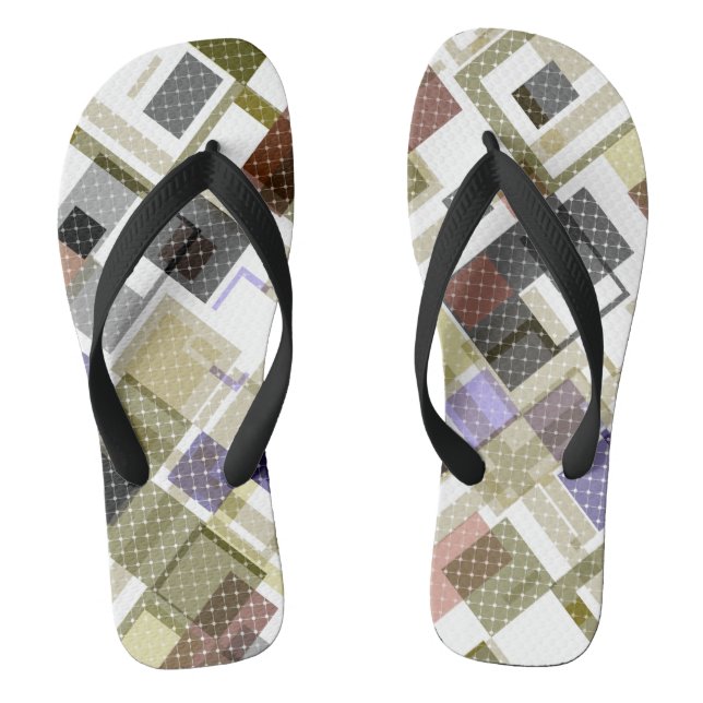 Seamless chequered plaid tartan pattern green brow jandals (Footbed)