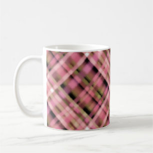 Seamless chequered plaid tartan pink black white p coffee mug