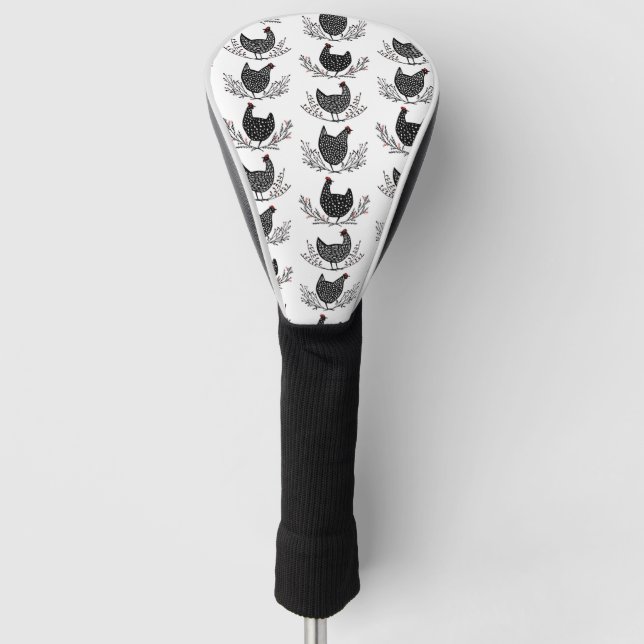 Seamless chicken pattern golf head cover (Front)