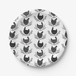 Seamless chicken pattern paper plate