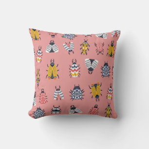 Seamless childish pattern with bugs and beetles in cushion