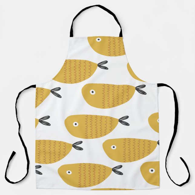 Seamless childish pattern with funny fishes. Creat Apron (Front)