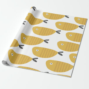 Seamless childish pattern with funny fishes. Creat Wrapping Paper