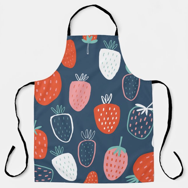 Seamless childish pattern with hand drawn strawber apron (Front)