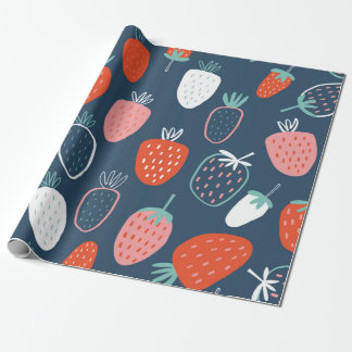 Seamless childish pattern with hand drawn strawber wrapping paper