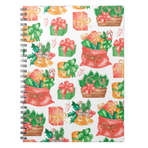 Seamless Christmas and New Year pattern with a gif Notebook
