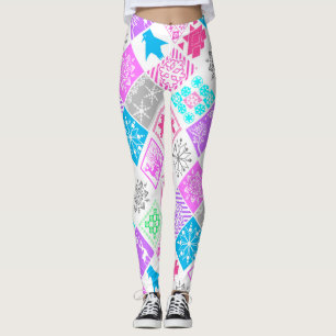 Seamless Christmas elements geometrical snowflake Leggings