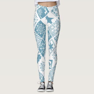 Seamless Christmas elements geometrical snowflake Leggings
