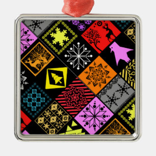 Seamless Christmas elements geometrical snowflake Metal Tree Decoration