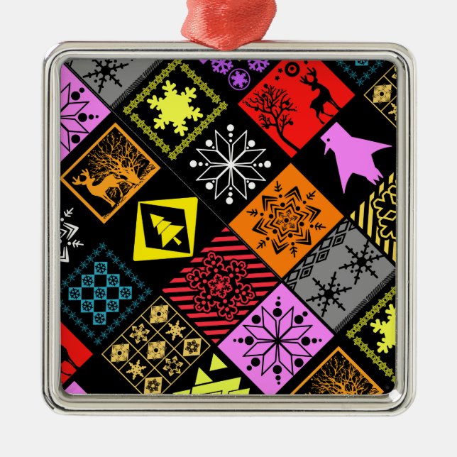 Seamless Christmas elements geometrical snowflake Metal Tree Decoration (Front)