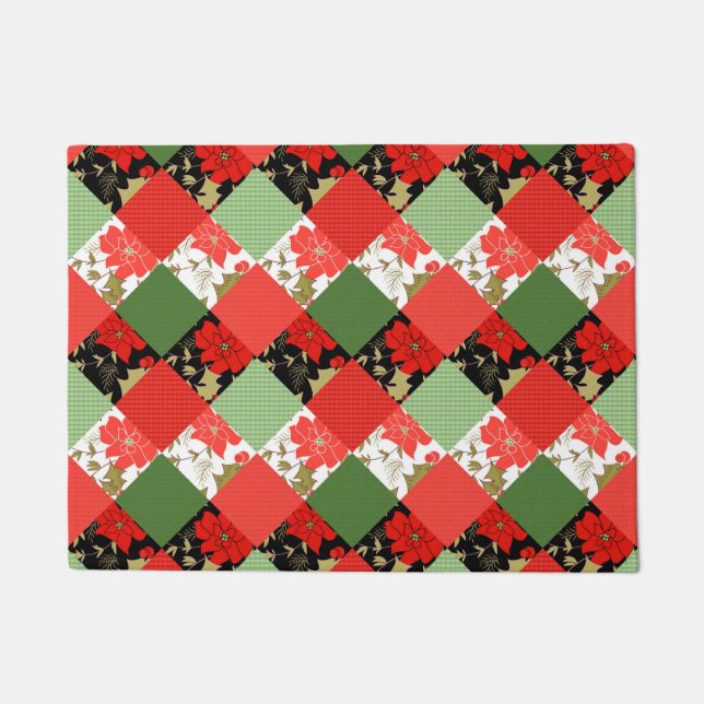 Seamless Christmas patchwork patches pattern geome Doormat (Front)