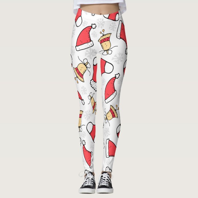 Seamless Christmas pattern, festive design. Leggings (Front)