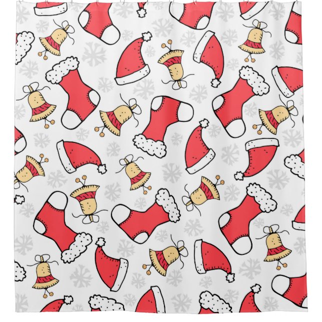 Seamless Christmas pattern, festive design. Shower Curtain (Front)