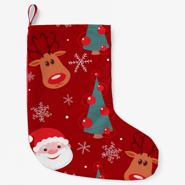 Seamless christmas pattern with reindeer santa tre small christmas stocking (Front)
