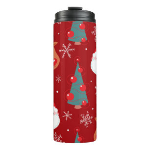 Seamless christmas pattern with reindeer santa tre thermal tumbler
