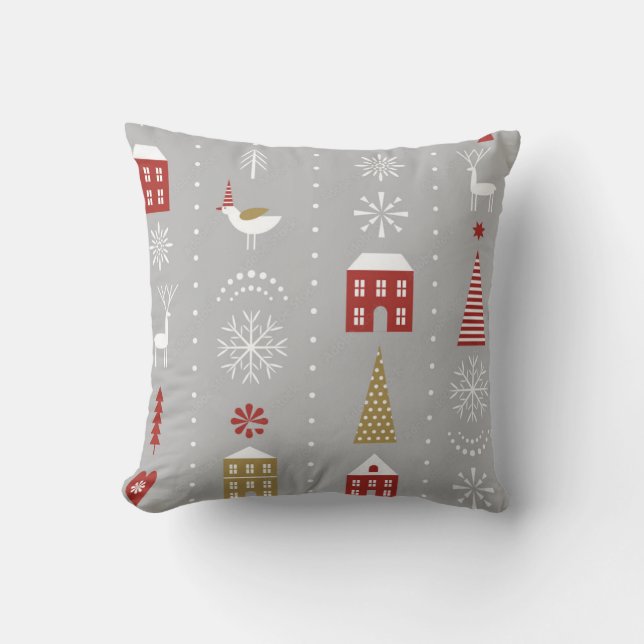 seamless Christmas pattern with stylised snowflake Cushion (Front)