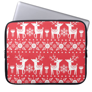 Seamless Christmas scandinavian pattern with white Laptop Sleeve