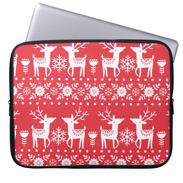 Seamless Christmas scandinavian pattern with white Laptop Sleeve (Front)