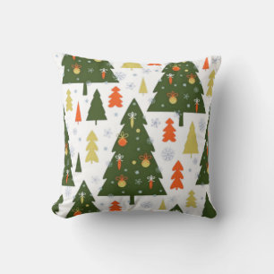 Seamless Christmas Trees Pattern with Decorated  Cushion
