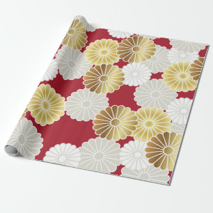 Seamless chrysanthemum pattern in the Japanese tra Wrapping Paper