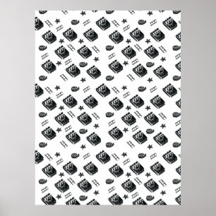Seamless Ciak Pattern with cinema symbols and clap Poster