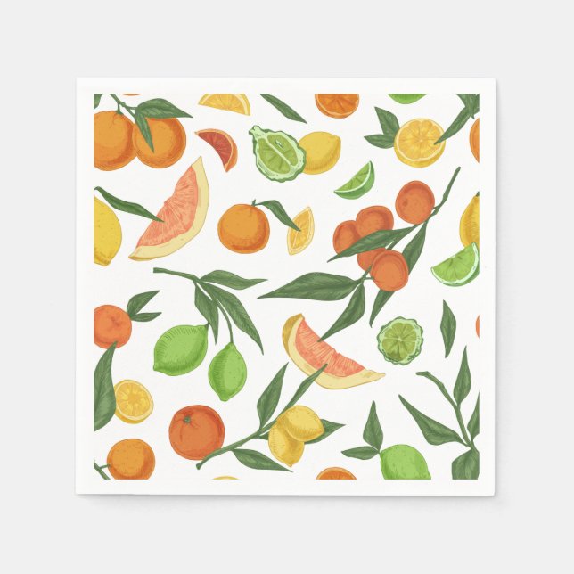 Seamless Citrus Fruits Pattern  Napkin (Front)