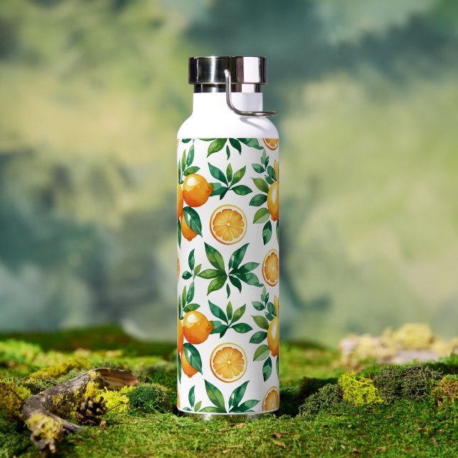 Seamless Citrus Grove | Lemon & Orange Pattern Wat Water Bottle (Outdoor (Rotated))