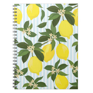 Seamless citrus vintage pattern on white backgroun notebook