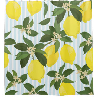 Seamless citrus vintage pattern on white backgroun shower curtain